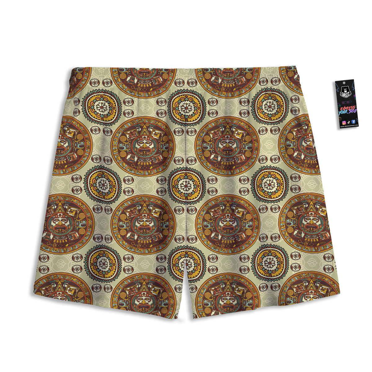 Ethnic Floral Print Pattern Mesh Shorts