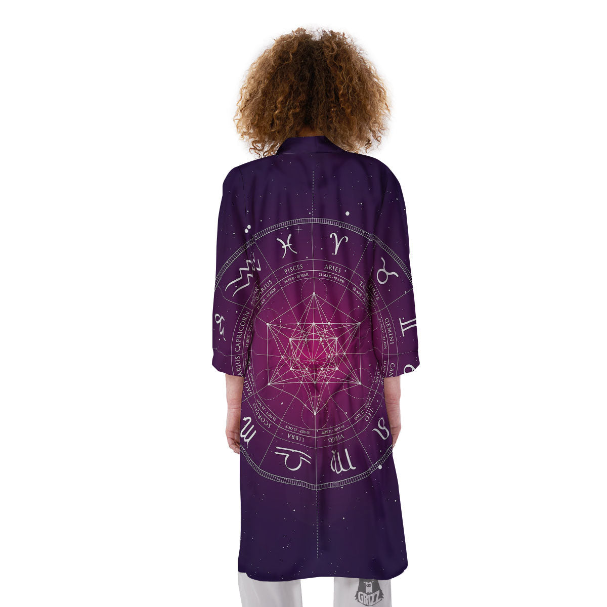 Calendar Geometric Zodiac Print Kimono-grizzshop
