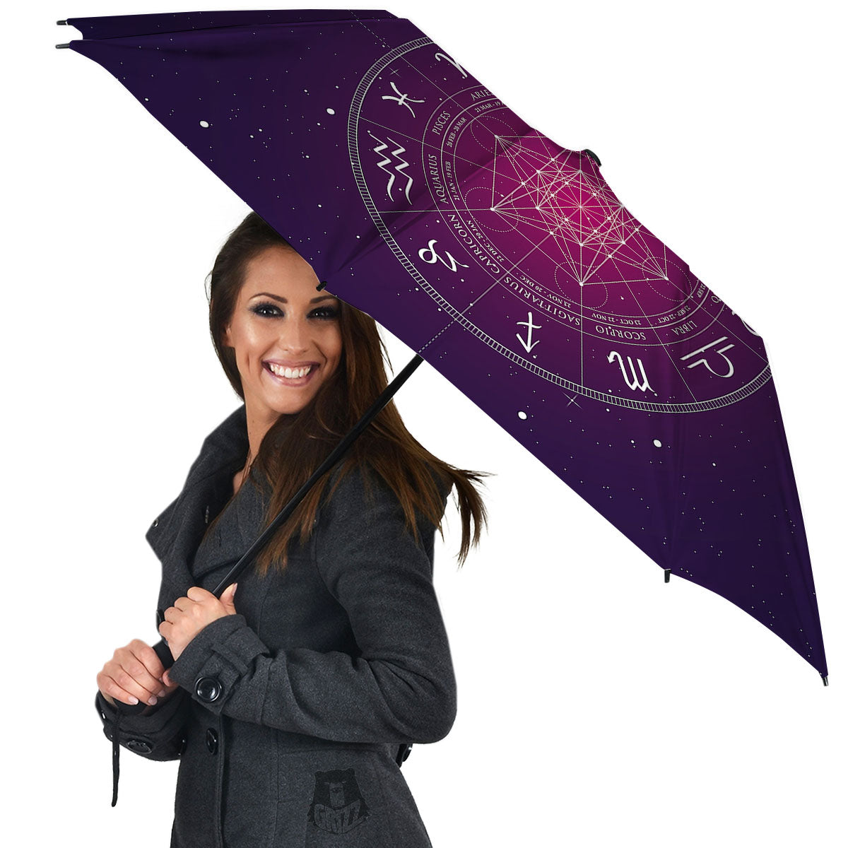 Calendar Geometric Zodiac Print Umbrella-grizzshop