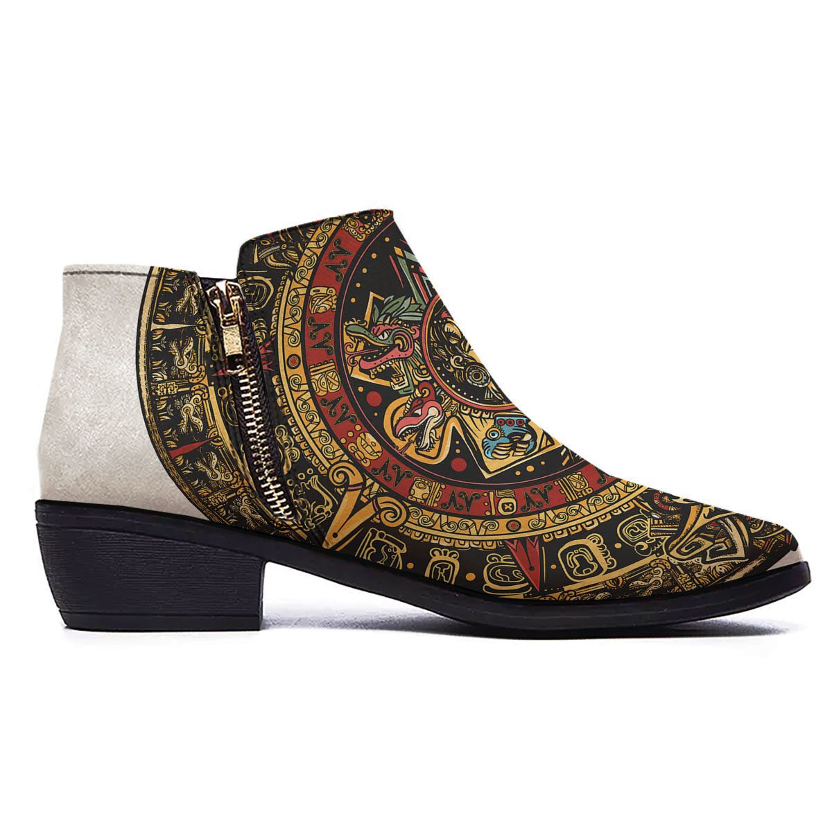 Calendar Mayan Print Ankle Boots-grizzshop