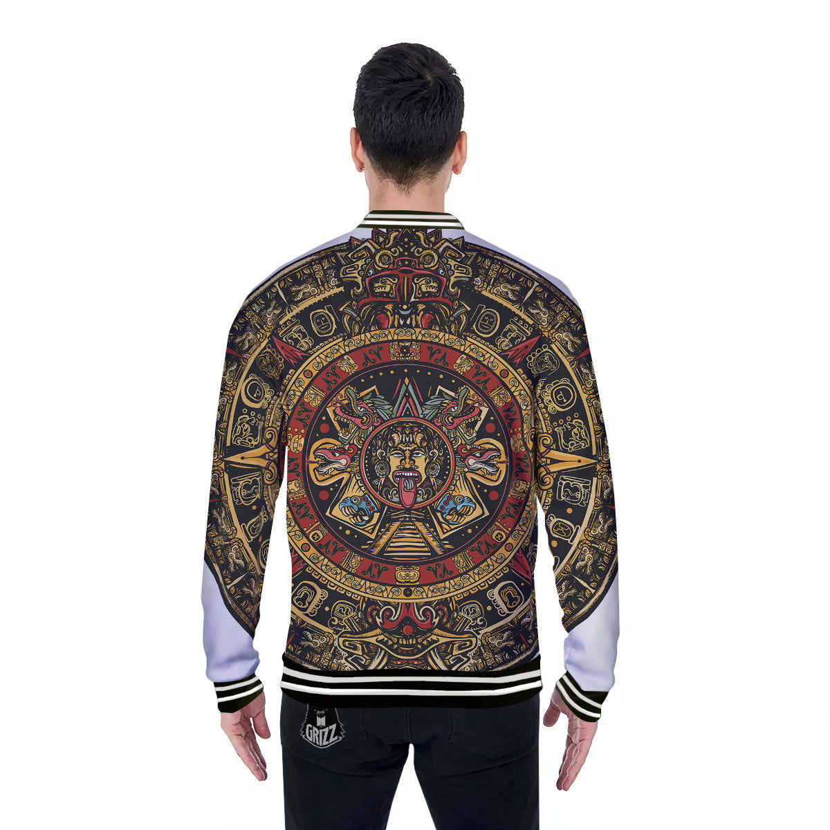 Calendar Mayan Print Baseball Jacket-grizzshop