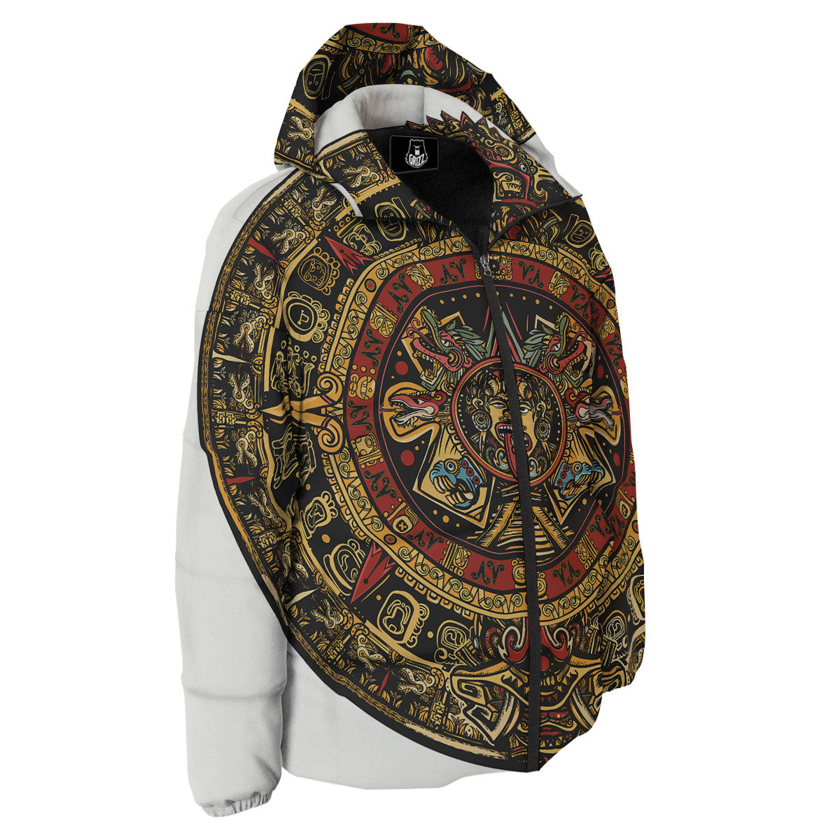 Calendar Mayan Print Down Jacket-grizzshop