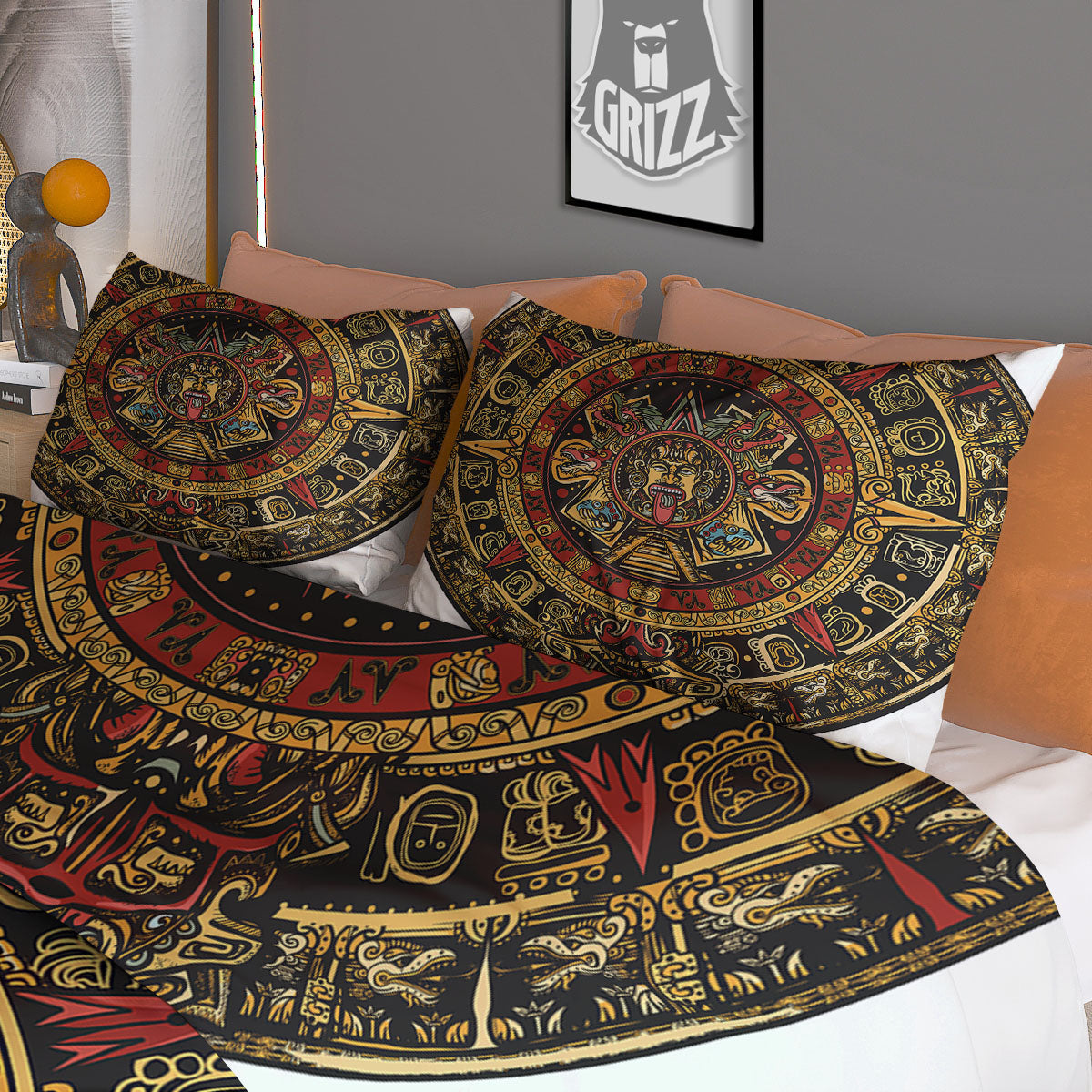 Calendar Mayan Print Duvet Cover Bedding Set
