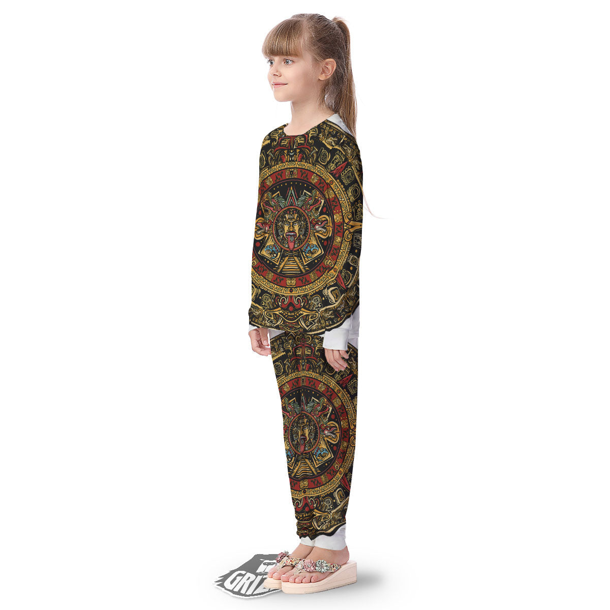 Calendar Mayan Print Kid's Pajamas-grizzshop