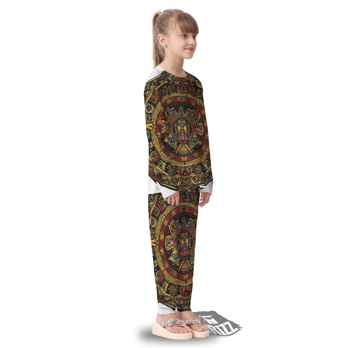 Calendar Mayan Print Kid's Pajamas-grizzshop