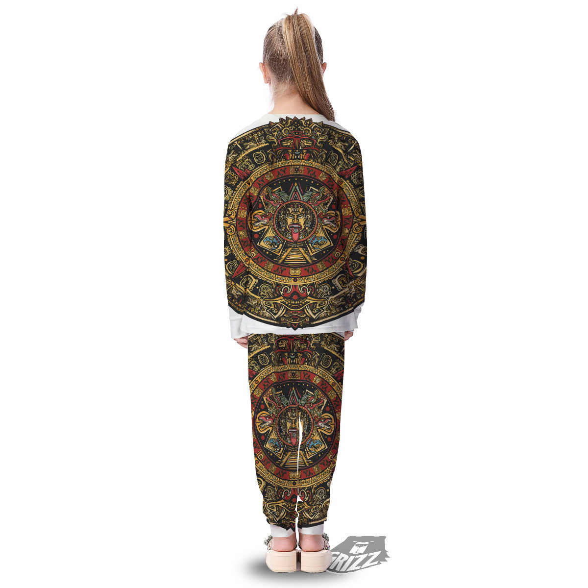 Calendar Mayan Print Kid's Pajamas-grizzshop