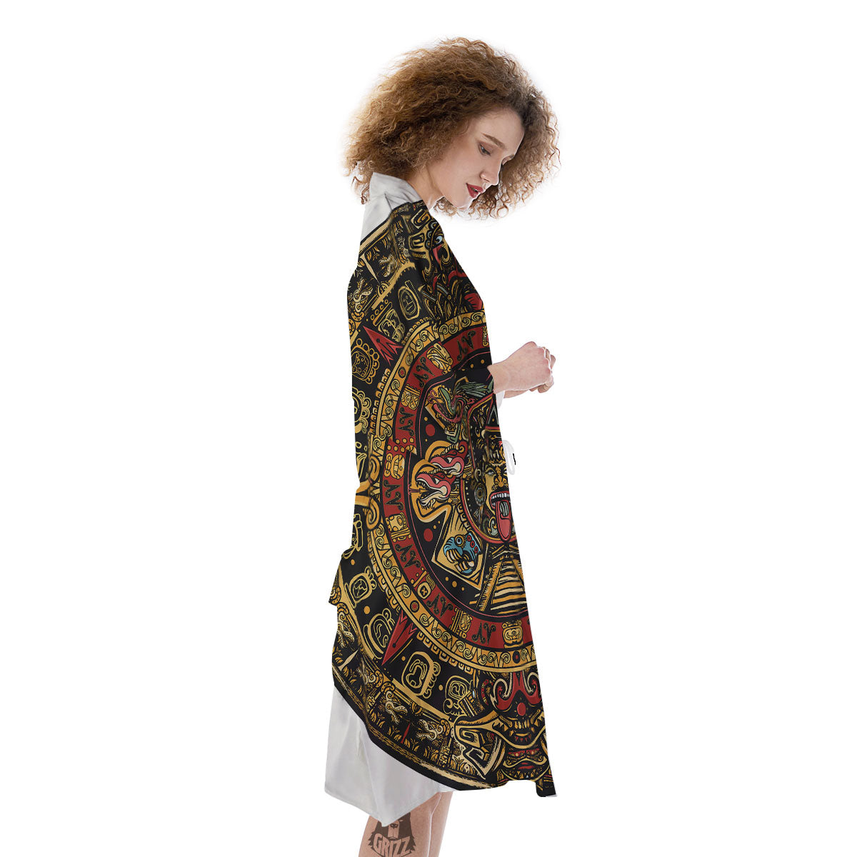 Calendar Mayan Print Kimono-grizzshop