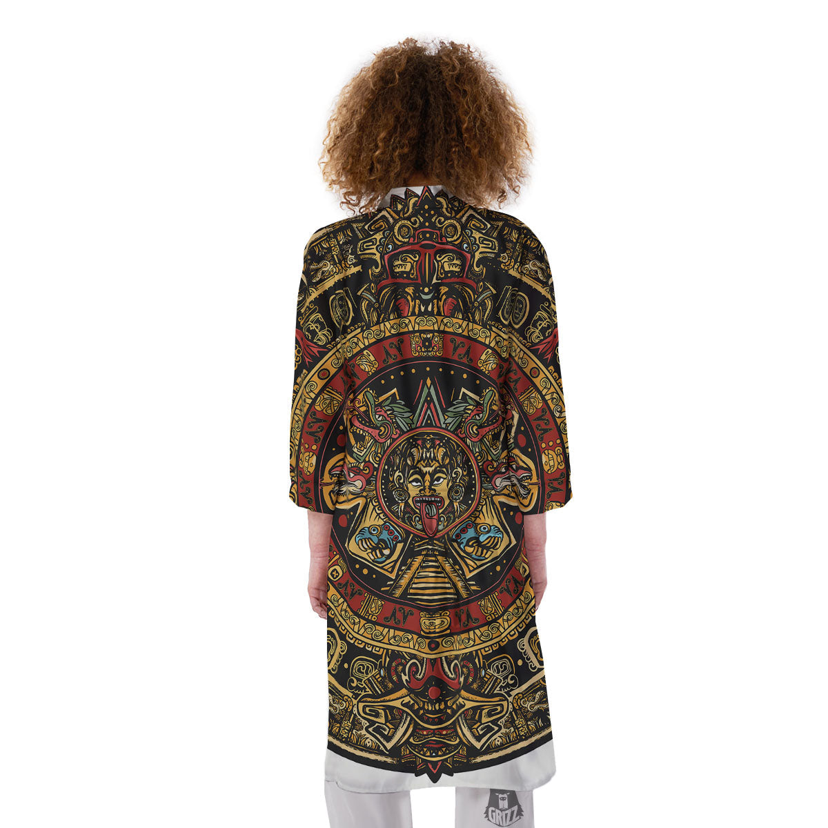 Calendar Mayan Print Kimono-grizzshop
