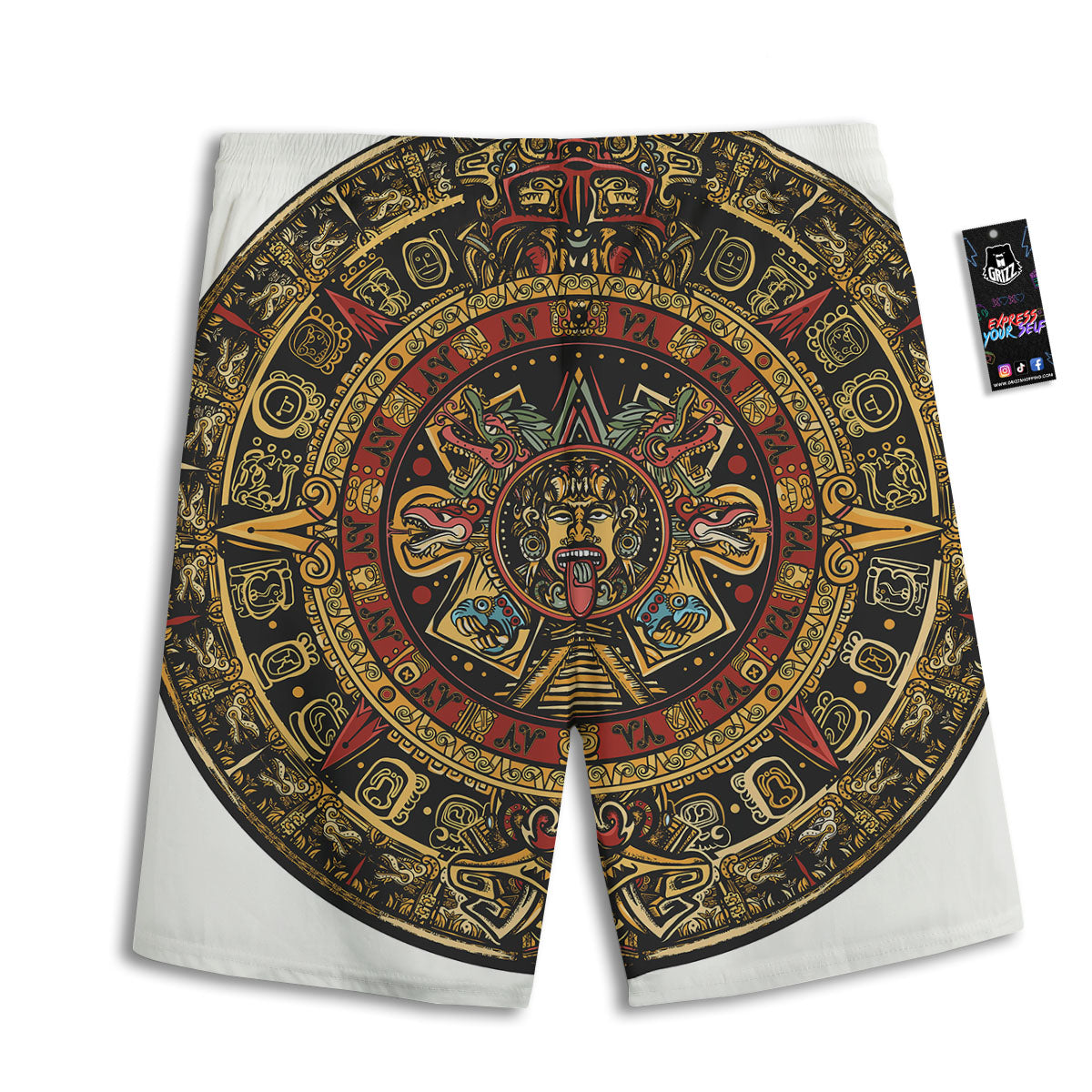 Calendar Mayan Print Men's Athletic Shorts