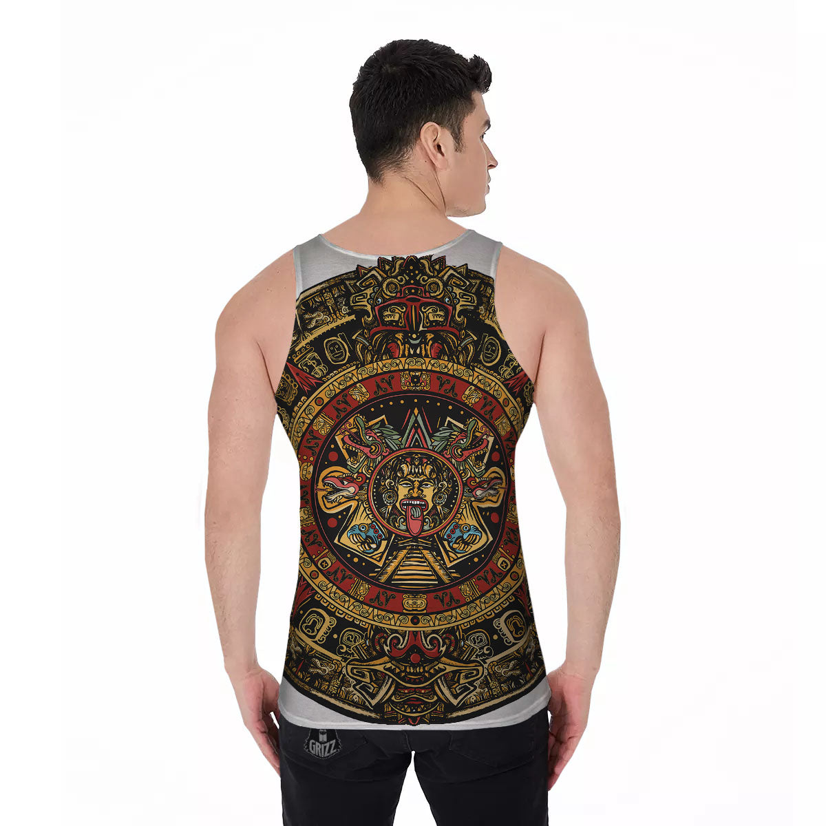 Calendar Mayan Print Men's Tank Top-grizzshop