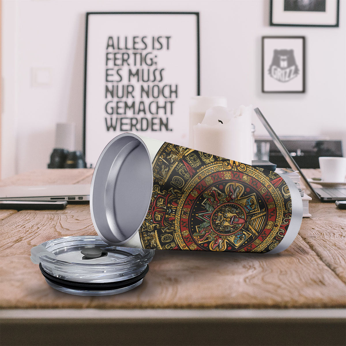 Calendar Mayan Print Tumbler-grizzshop