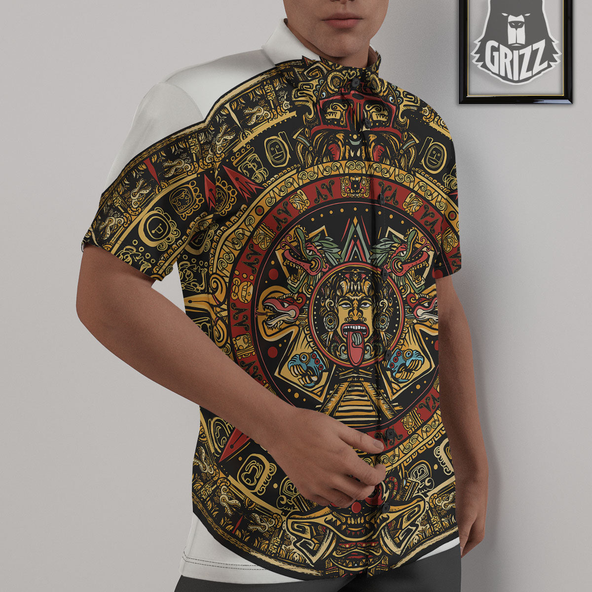 Calendar Mayan Print Untucked Shirts-grizzshop