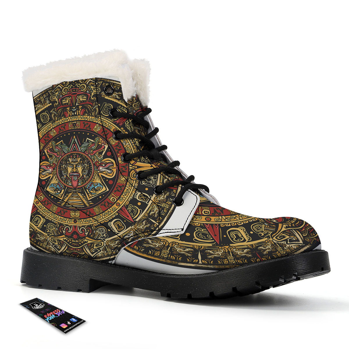 Calendar Mayan Print Winter Boots-grizzshop