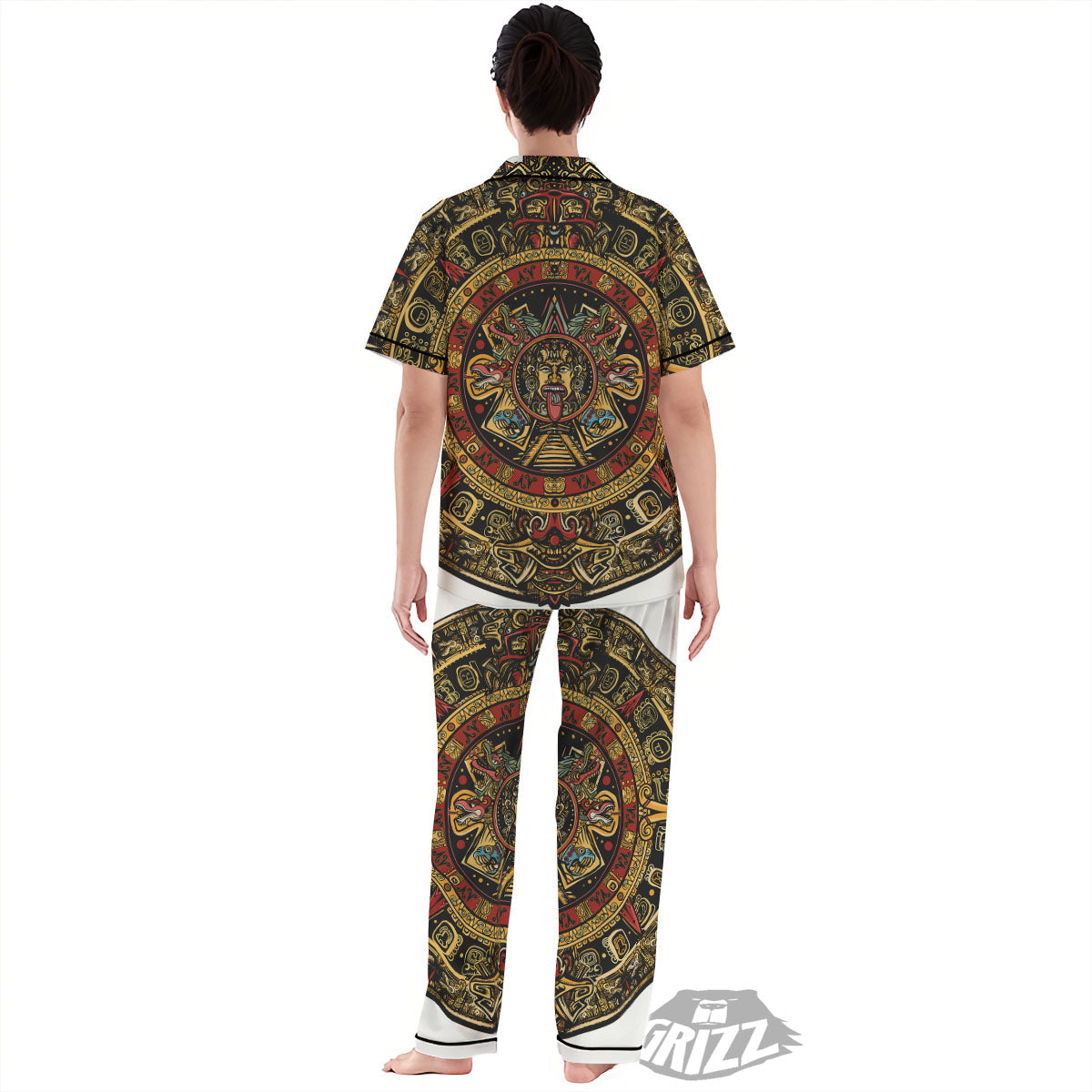 Calendar Mayan Print Women's Pajamas Set-grizzshop