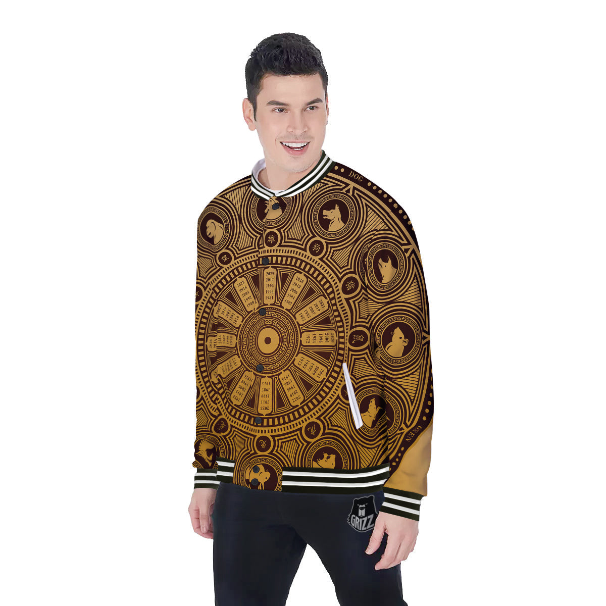Calendar Signs Chinese Zodiac Print Baseball Jacket-grizzshop