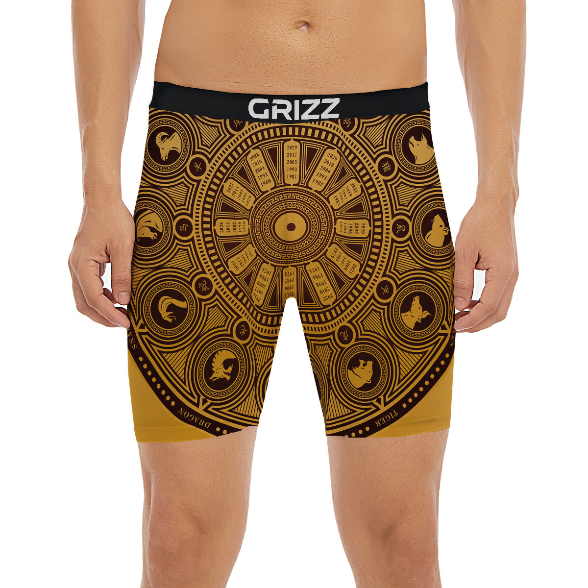 Calendar Signs Chinese Zodiac Print Boxer Briefs-grizzshop