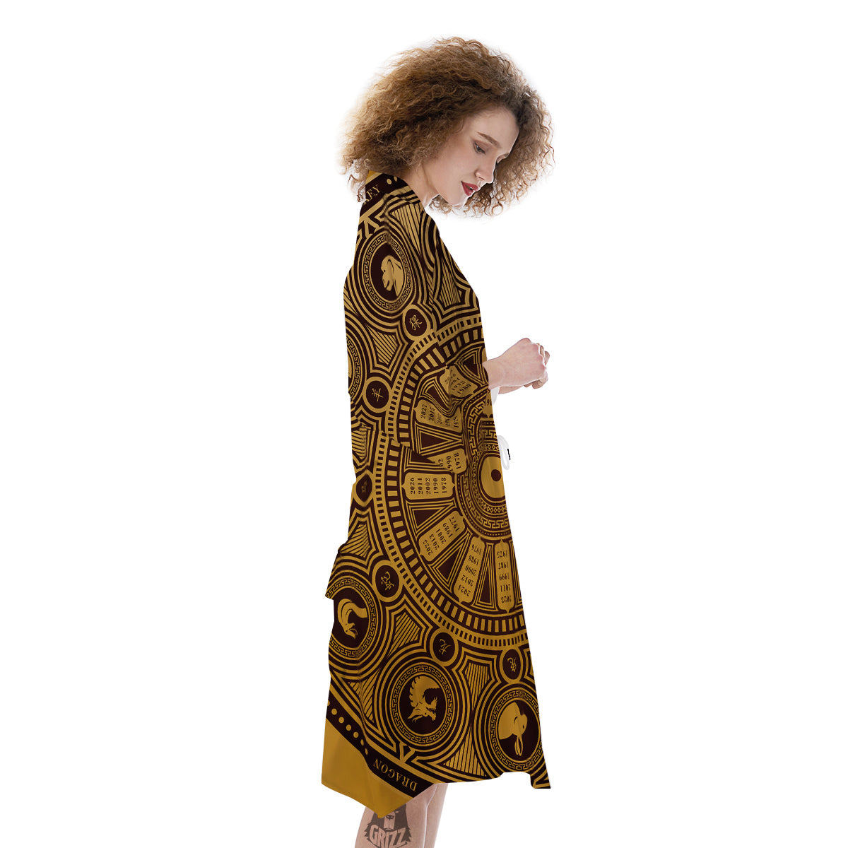 Calendar Signs Chinese Zodiac Print Kimono-grizzshop
