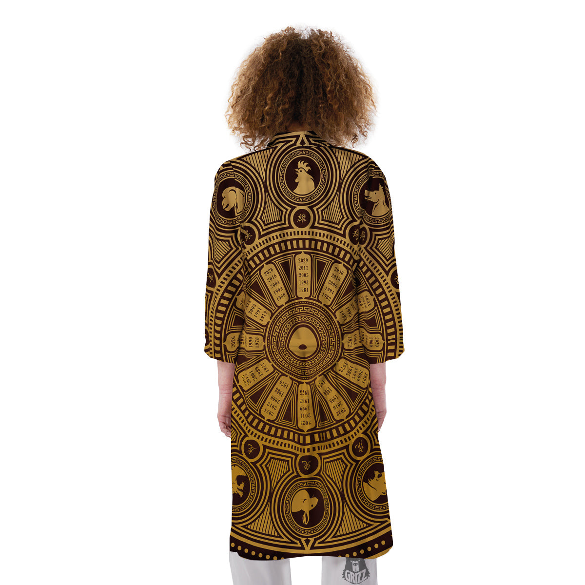 Calendar Signs Chinese Zodiac Print Kimono-grizzshop