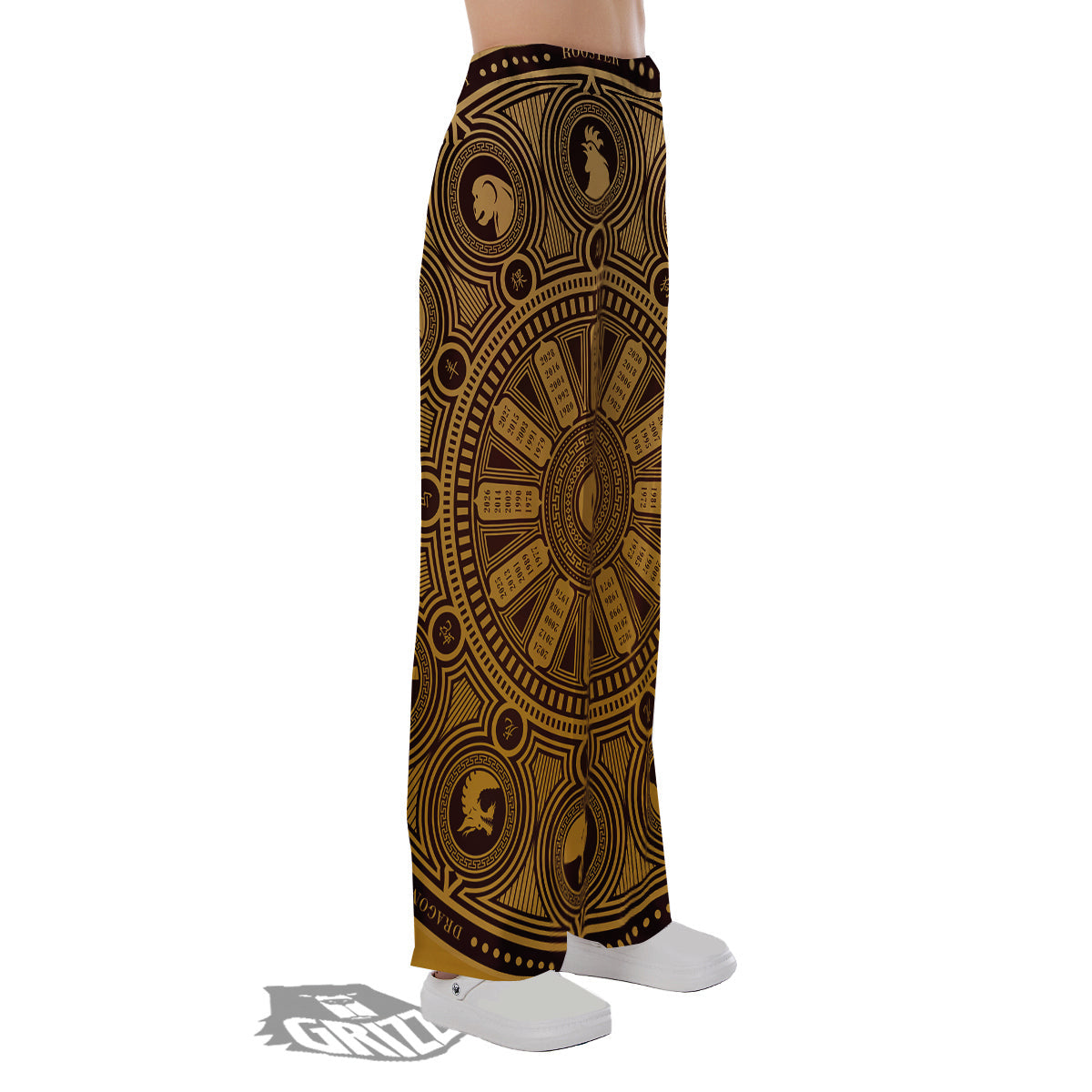 Calendar Signs Chinese Zodiac Print Pajama Pants-grizzshop