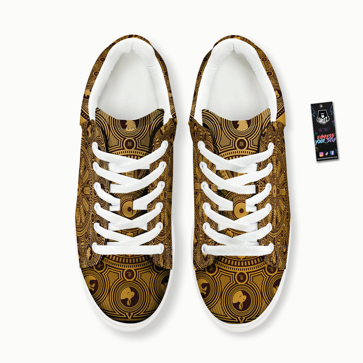 Calendar Signs Chinese Zodiac Print Platform Shoes-grizzshop