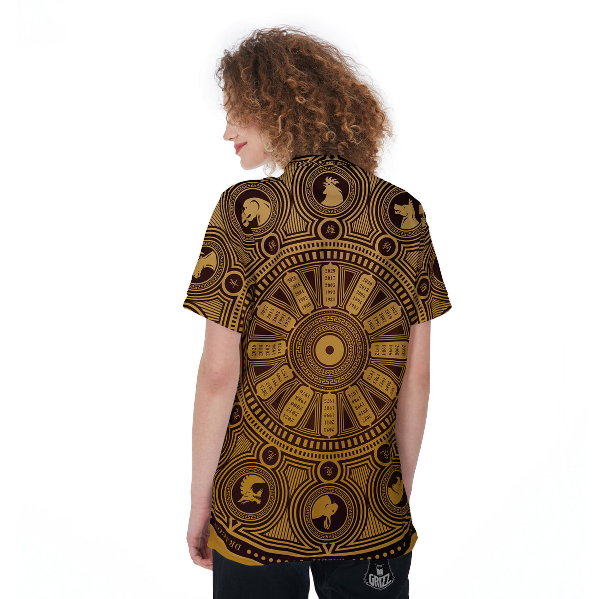 Calendar Signs Chinese Zodiac Print Women's Golf Shirts-grizzshop