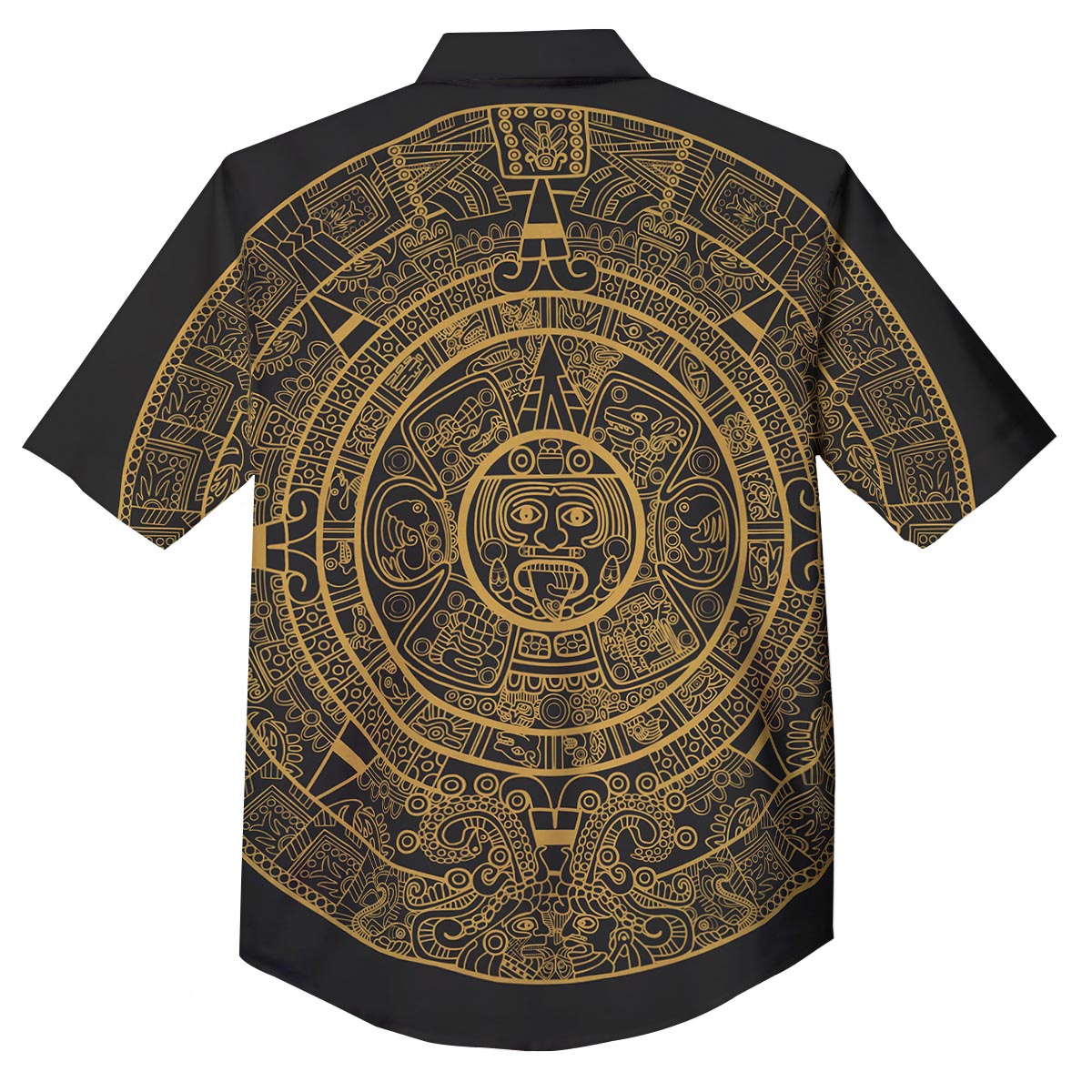 Calendar Tribal Maya Print Button Up Shirt-grizzshop