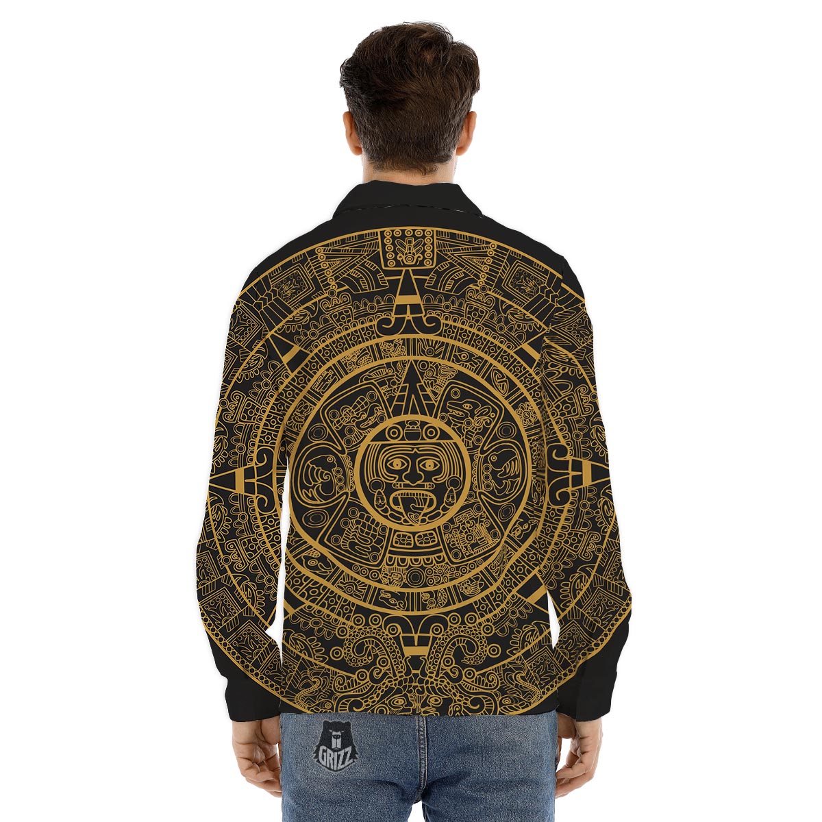 Calendar Tribal Maya Print Men's Dress Shirts-grizzshop