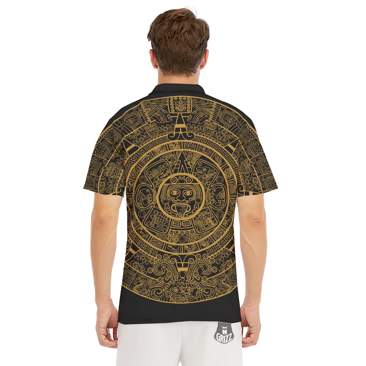 Calendar Tribal Maya Print Men's Golf Shirts-grizzshop