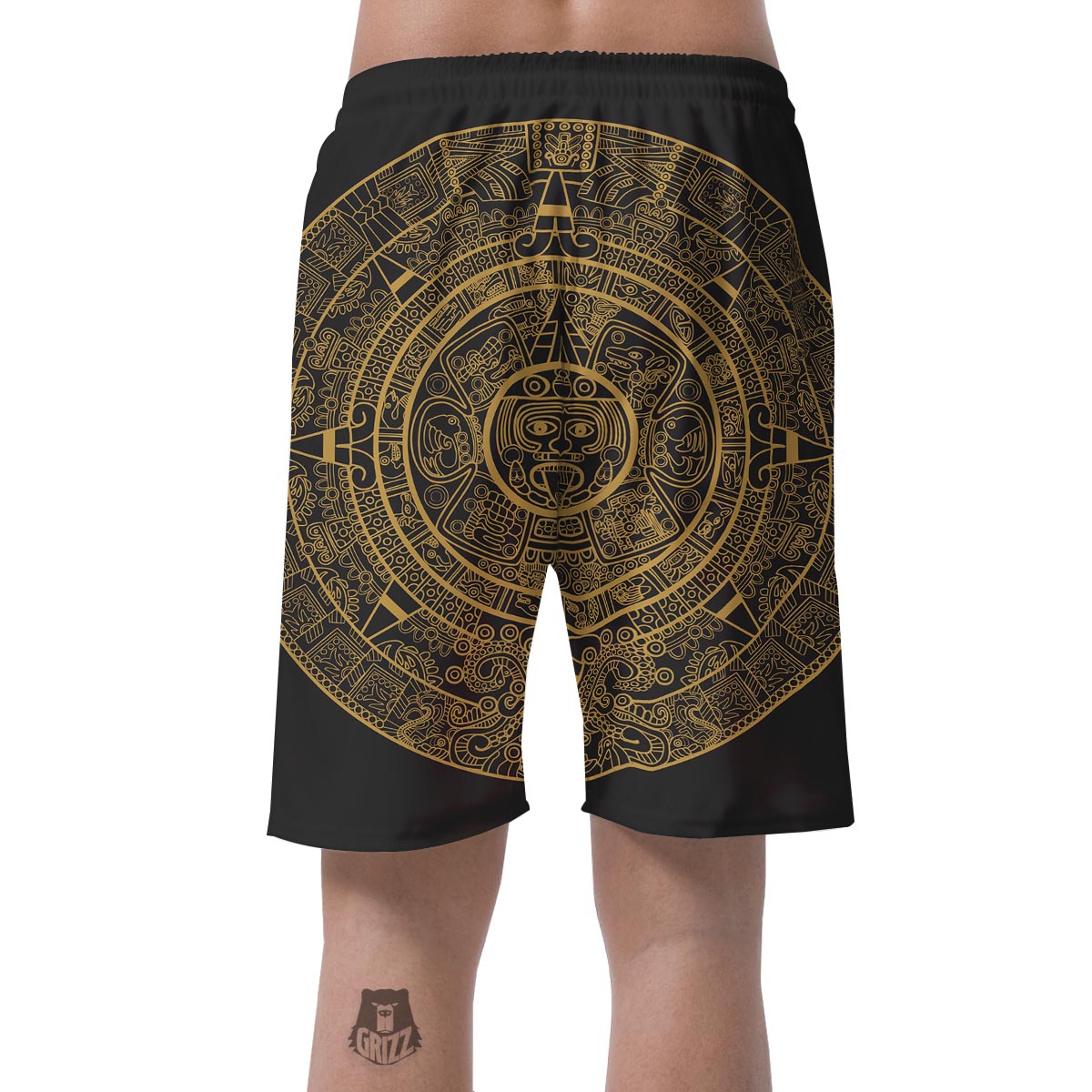 Calendar Tribal Maya Print Men's Shorts-grizzshop