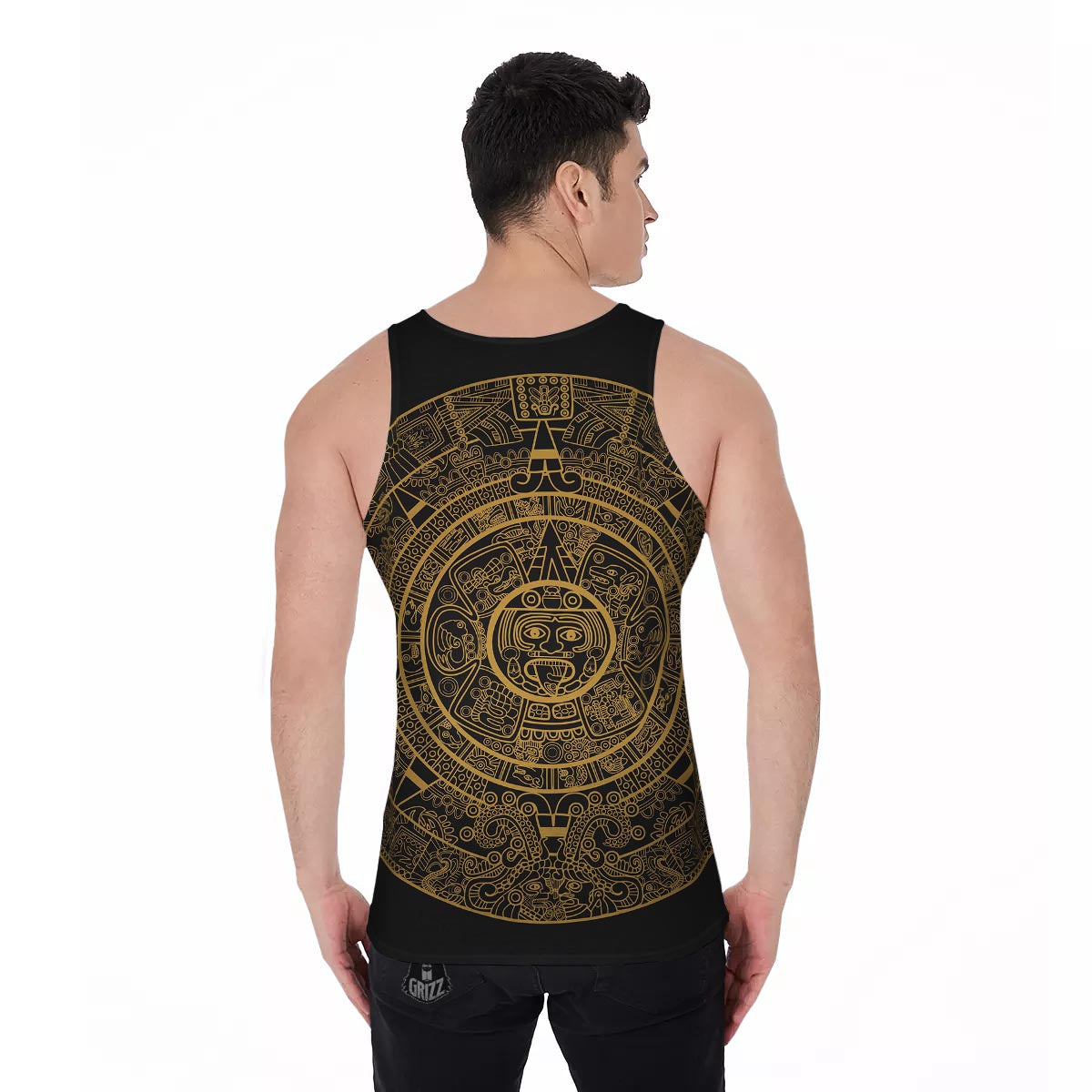 Calendar Tribal Maya Print Men's Tank Top-grizzshop