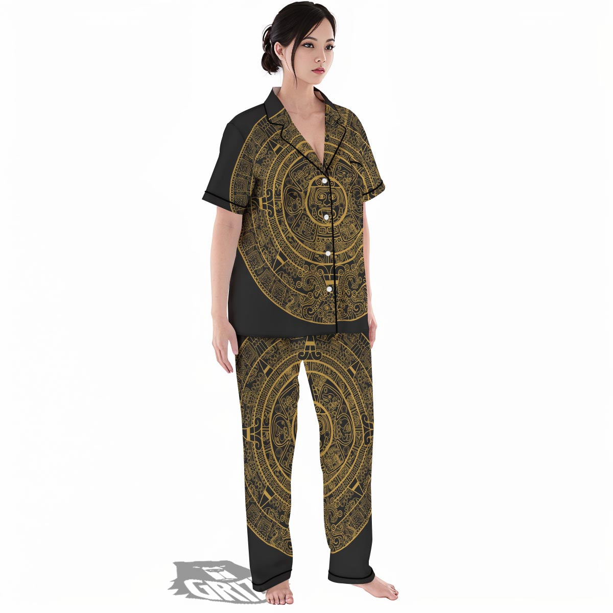 Calendar Tribal Maya Print Women's Pajamas Set-grizzshop