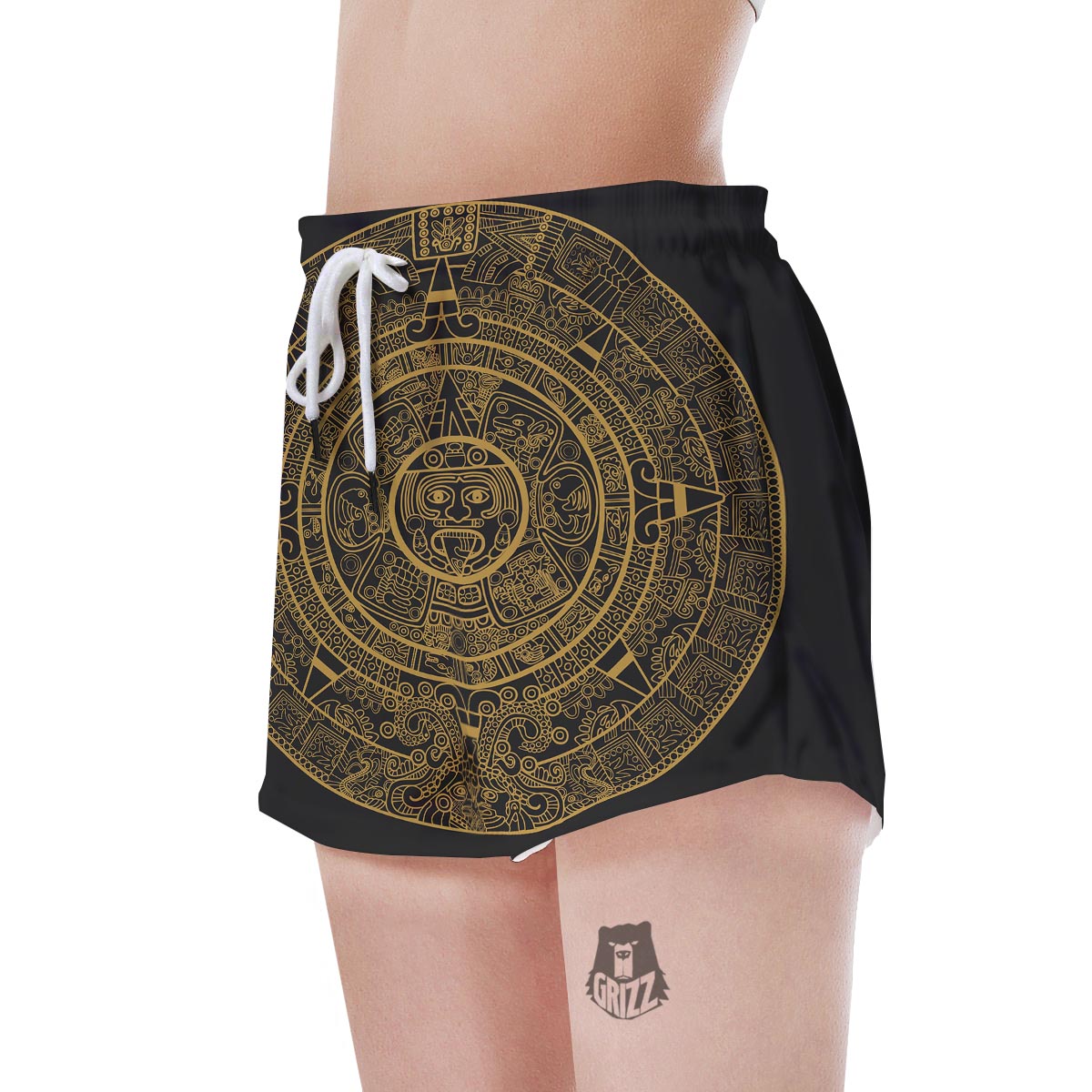 Calendar Tribal Maya Print Women's Shorts-grizzshop