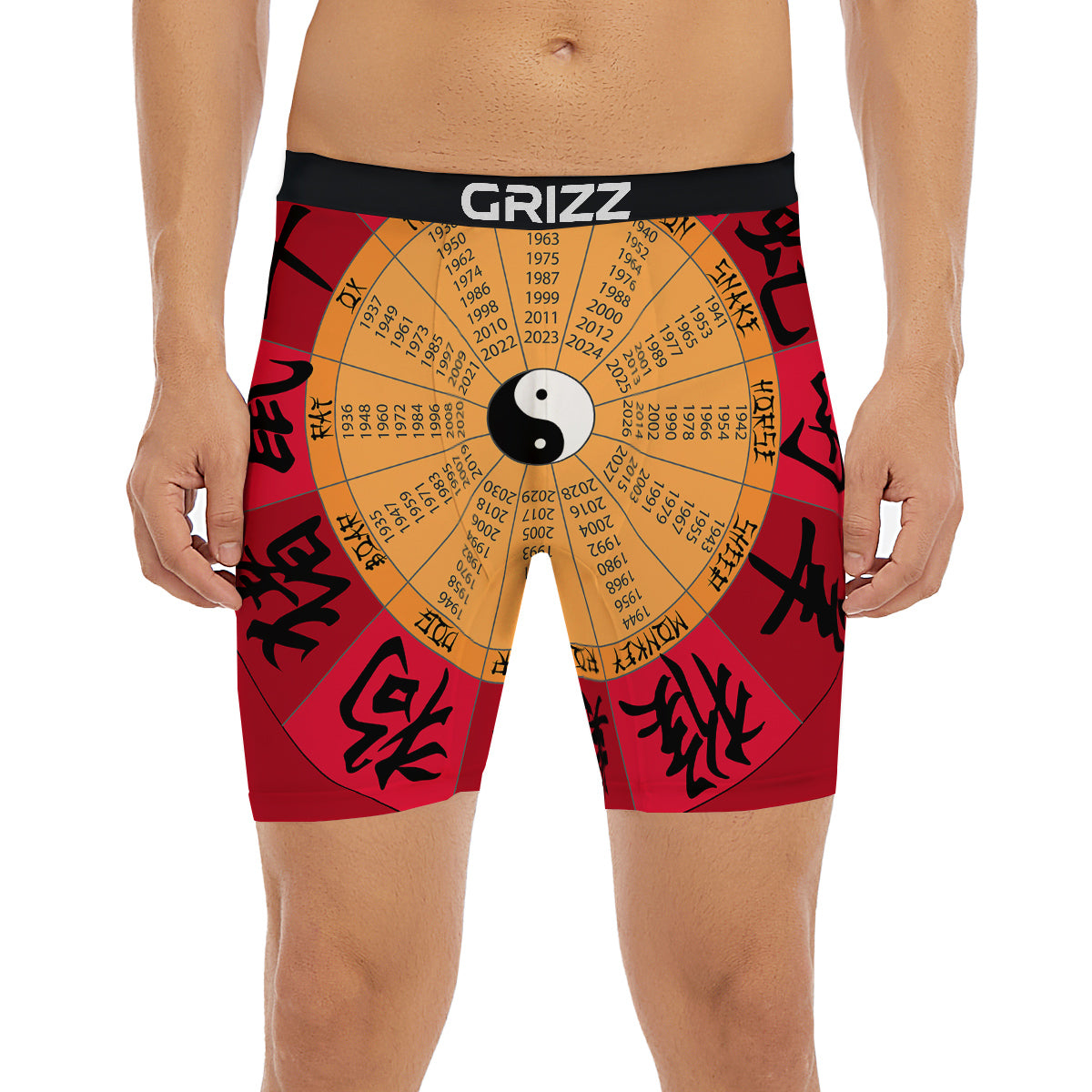 Calendar Wheel Chinese Zodiac Print Boxer Briefs-grizzshop