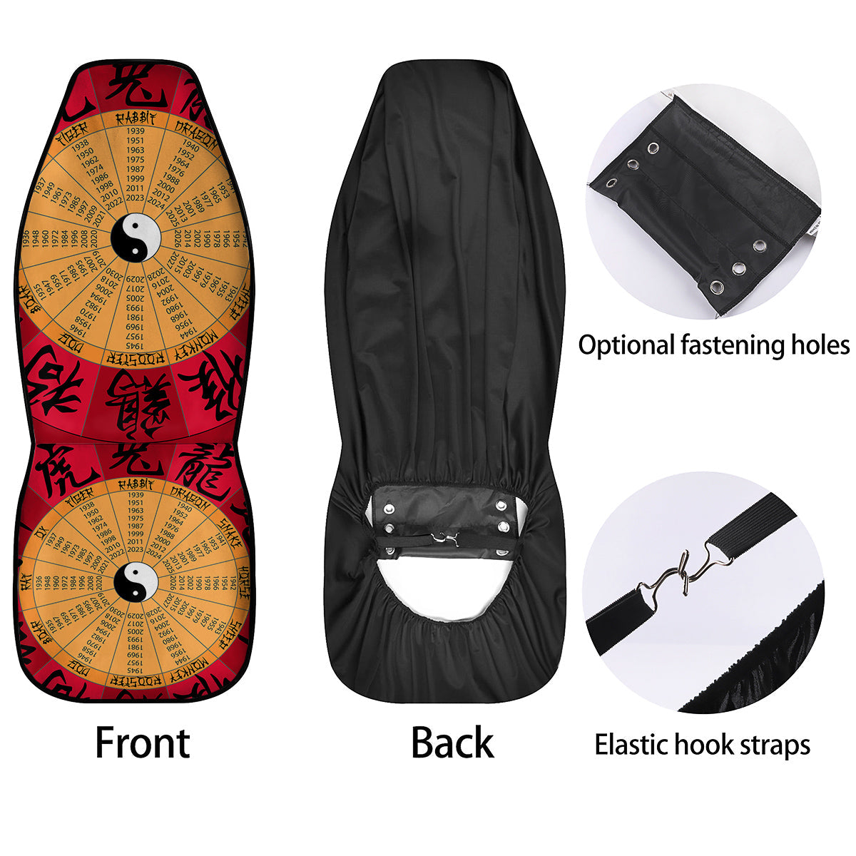 Calendar Wheel Chinese Zodiac Print Car Seat Covers-grizzshop