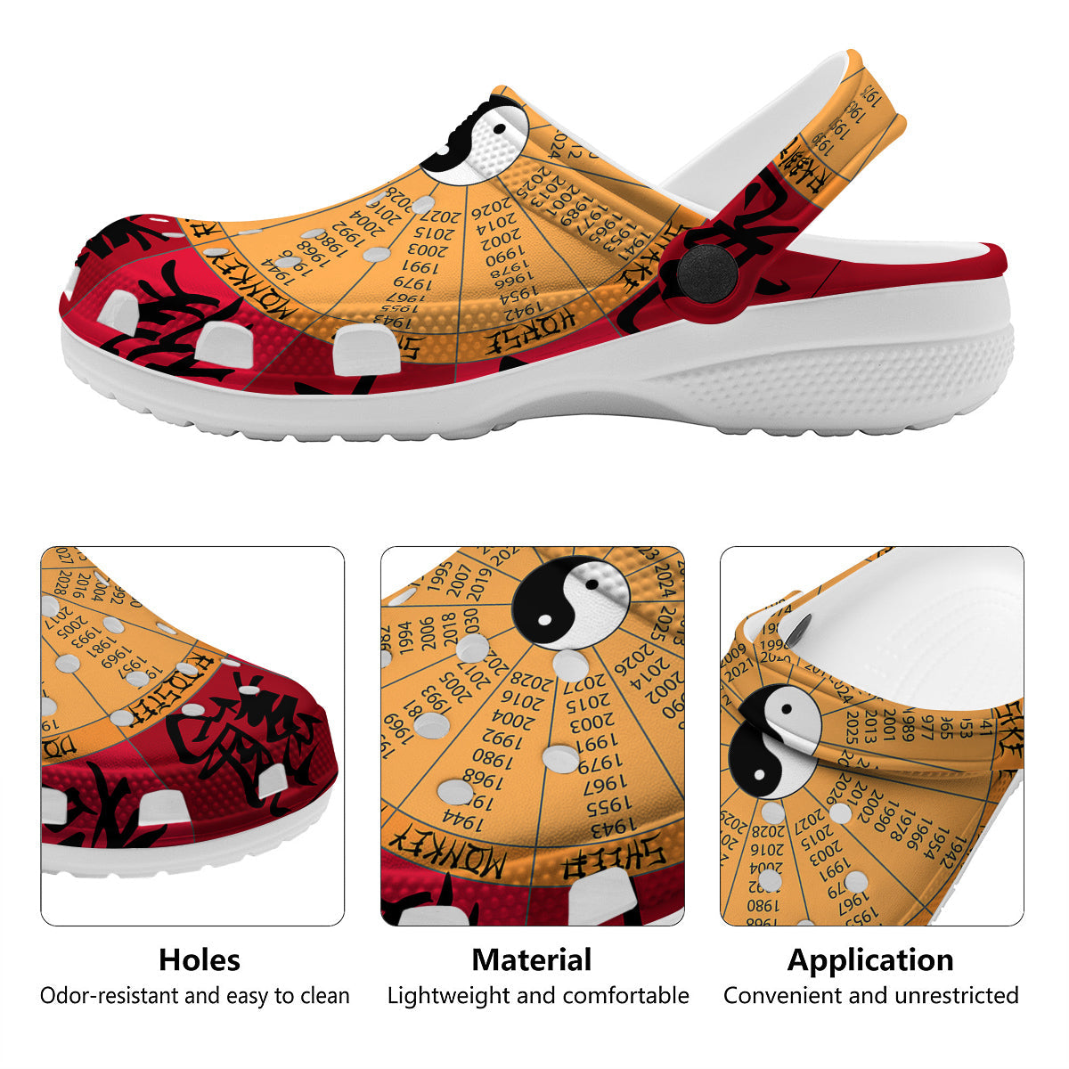 Calendar Wheel Chinese Zodiac Print Clog-grizzshop