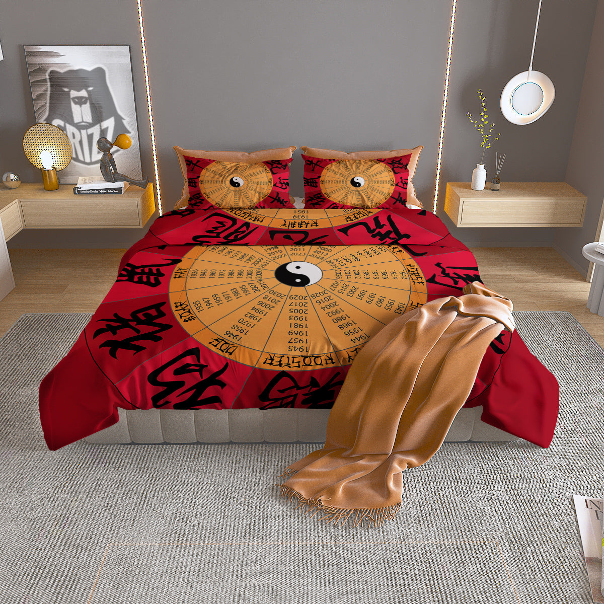 Check Black And Grey Print Pattern Duvet Cover Bedding Set