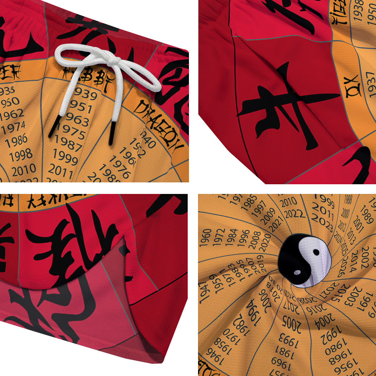 Calendar Wheel Chinese Zodiac Print Men's Running Shorts-grizzshop