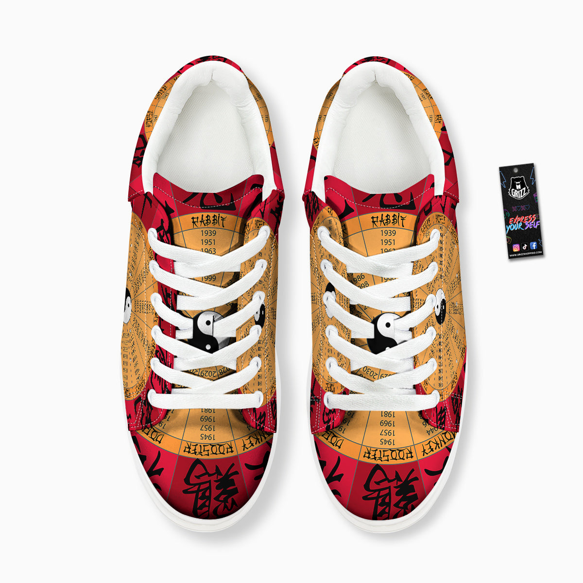 Calendar Wheel Chinese Zodiac Print Platform Shoes-grizzshop