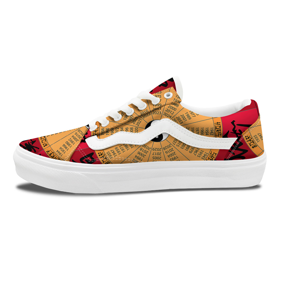 Calendar Wheel Chinese Zodiac Print Skate Shoes-grizzshop