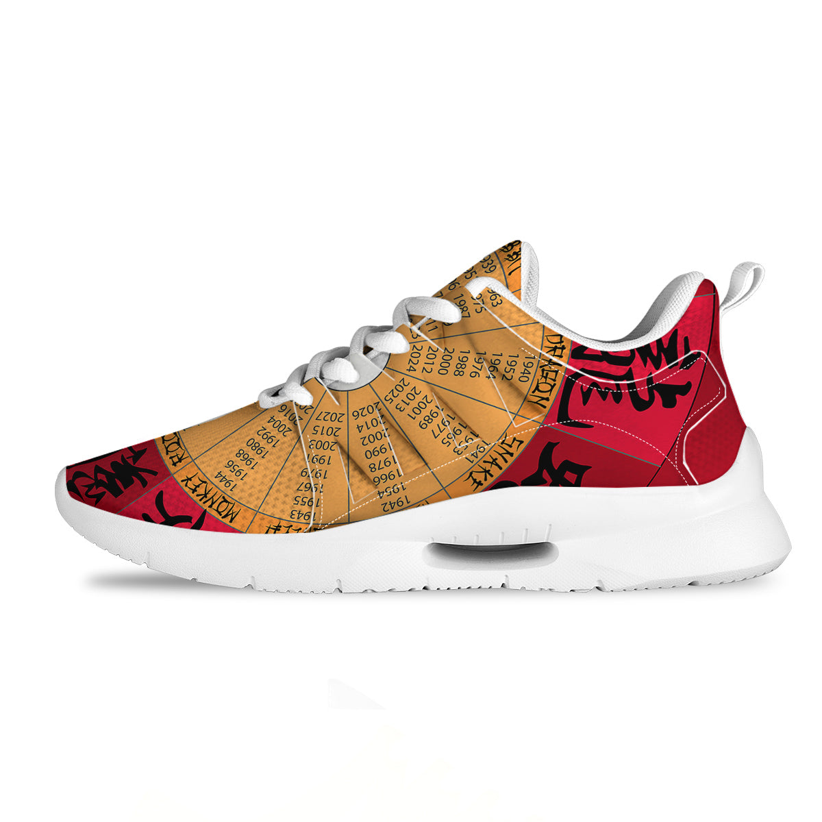 Calendar Wheel Chinese Zodiac Print Tennis Shoes-grizzshop