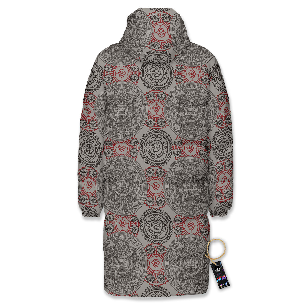 Calendar Aztec Doodle Print Pattern Long Down Jacket