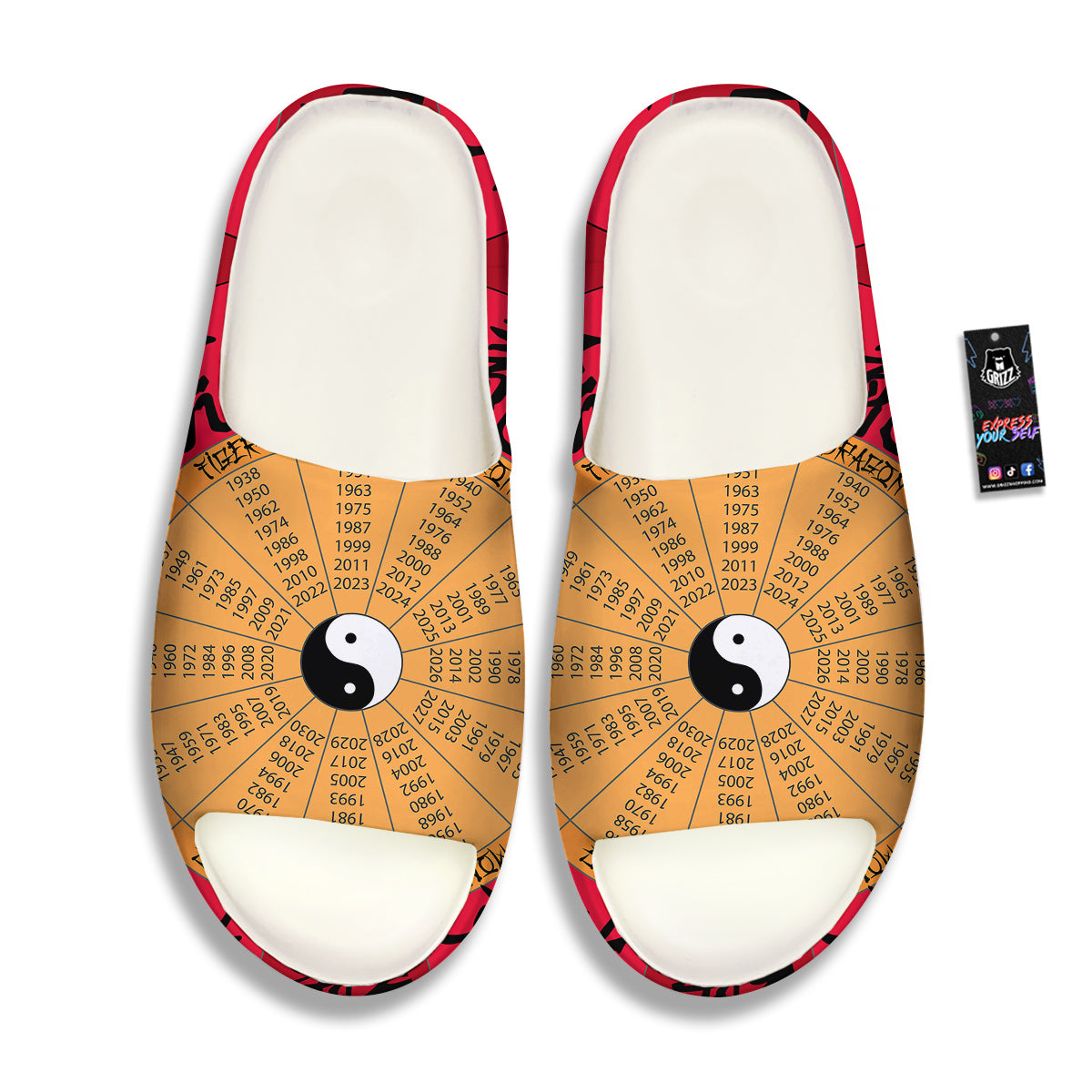 Calendar Wheel Chinese Zodiac Print Sandals-grizzshop
