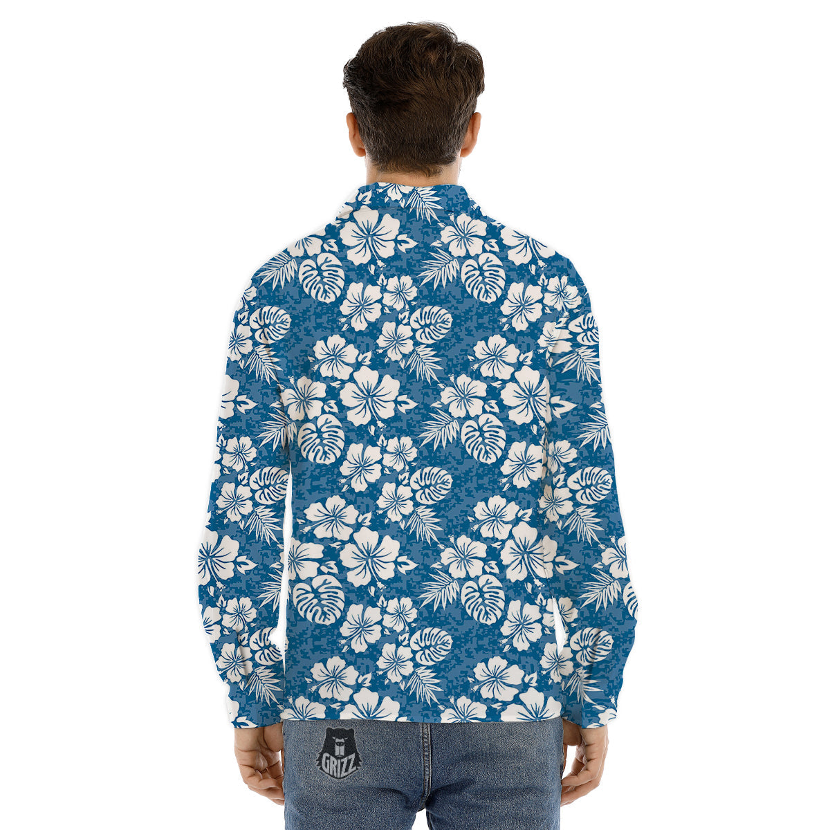 Camo Flower Aloha Hawaiian Print Pattern Men's Dress Shirts-grizzshop