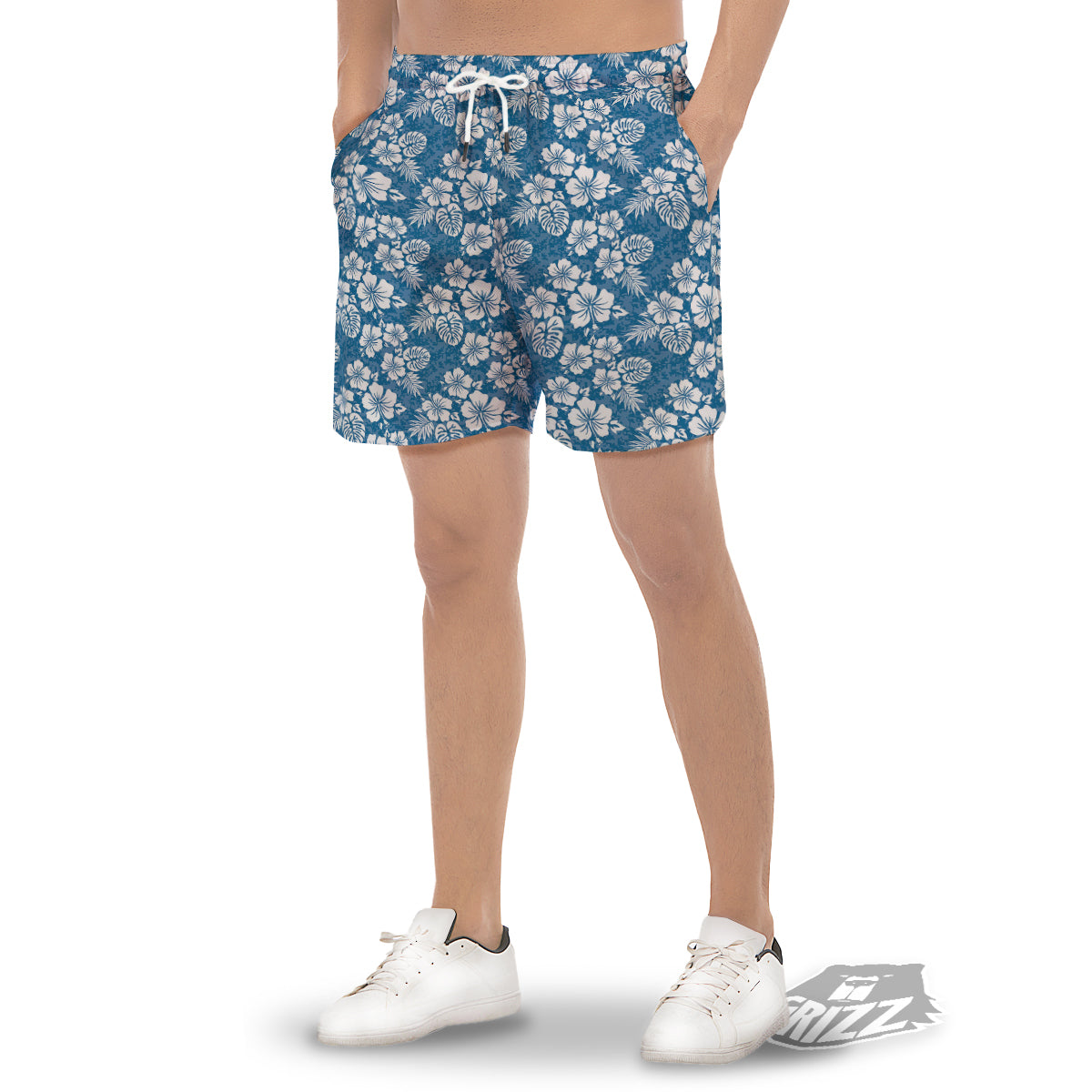 Camo Flower Aloha Hawaiian Print Pattern Men's Gym Shorts-grizzshop