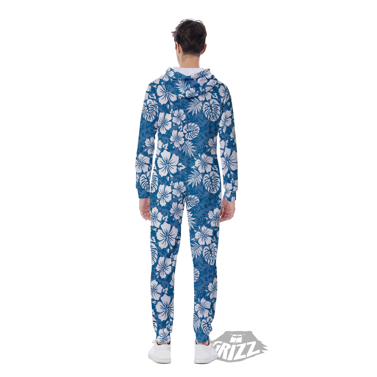 Camo Flower Aloha Hawaiian Print Pattern Men's Jumpsuit-grizzshop