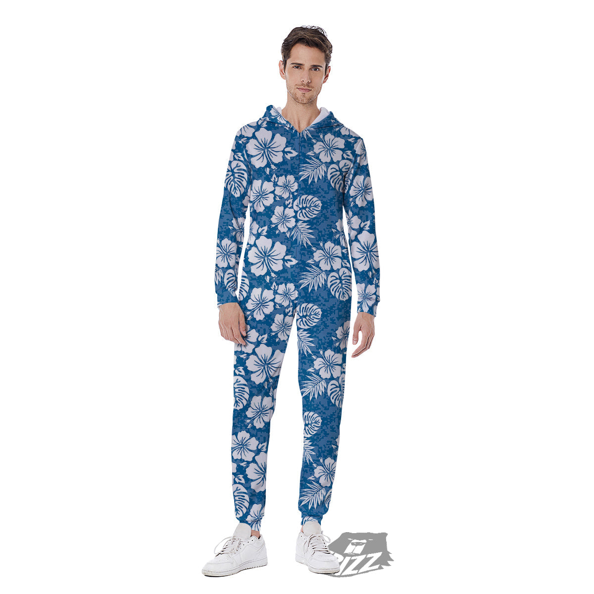 Camo Flower Aloha Hawaiian Print Pattern Men's Jumpsuit-grizzshop
