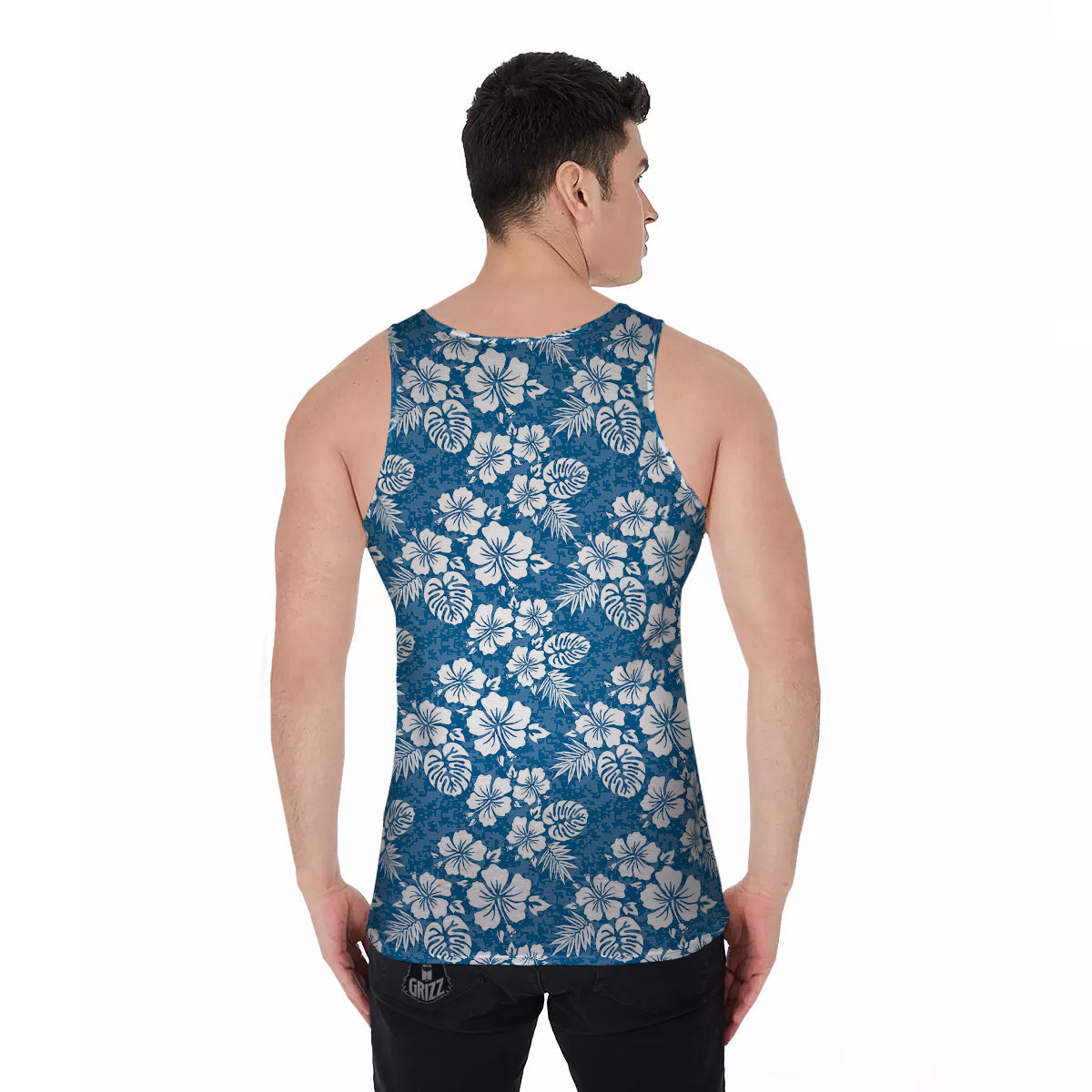 Camo Flower Aloha Hawaiian Print Pattern Men's Tank Top-grizzshop