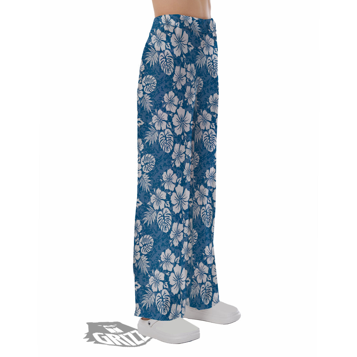 Camo Flower Aloha Hawaiian Print Pattern Pajama Pants-grizzshop