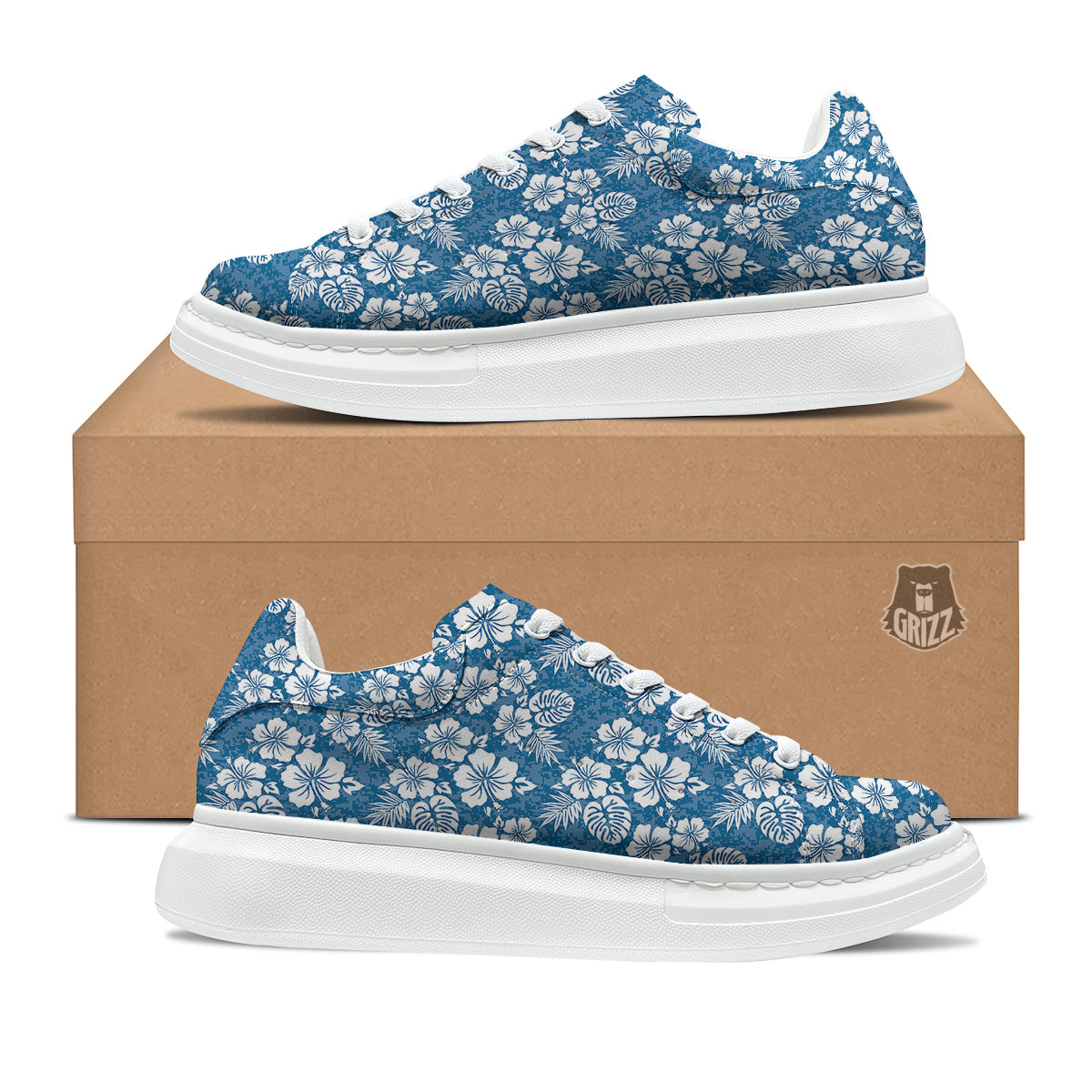 Camo Flower Aloha Hawaiian Print Pattern Platform Shoes-grizzshop