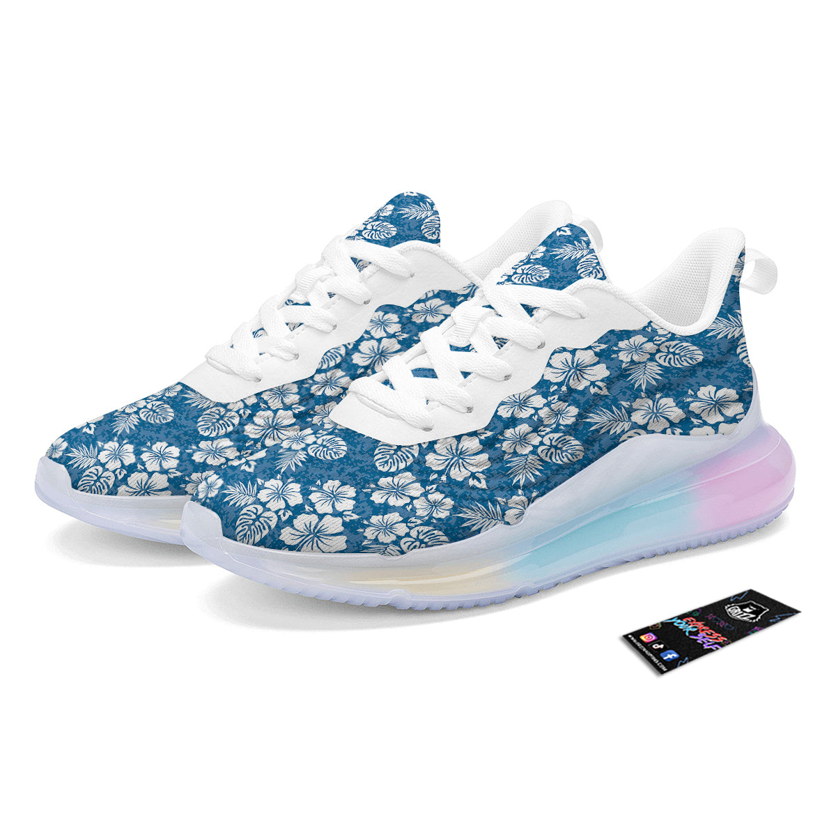 Camo Flower Aloha Hawaiian Print Pattern Running Sneakers-grizzshop